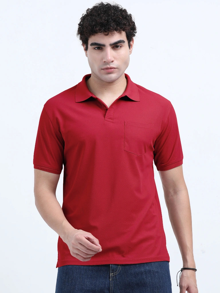 Men’s Poly Cotton Pocket T-Shirt - Red