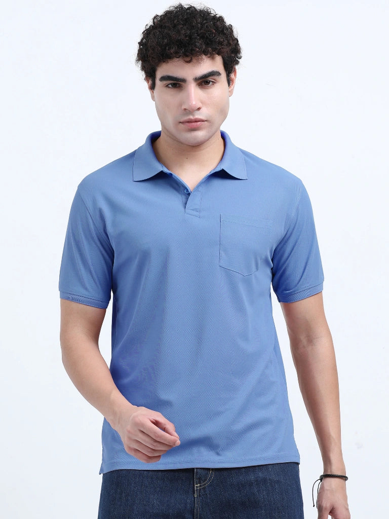 Men’s Poly Cotton Pocket T-Shirt - Sky Blue