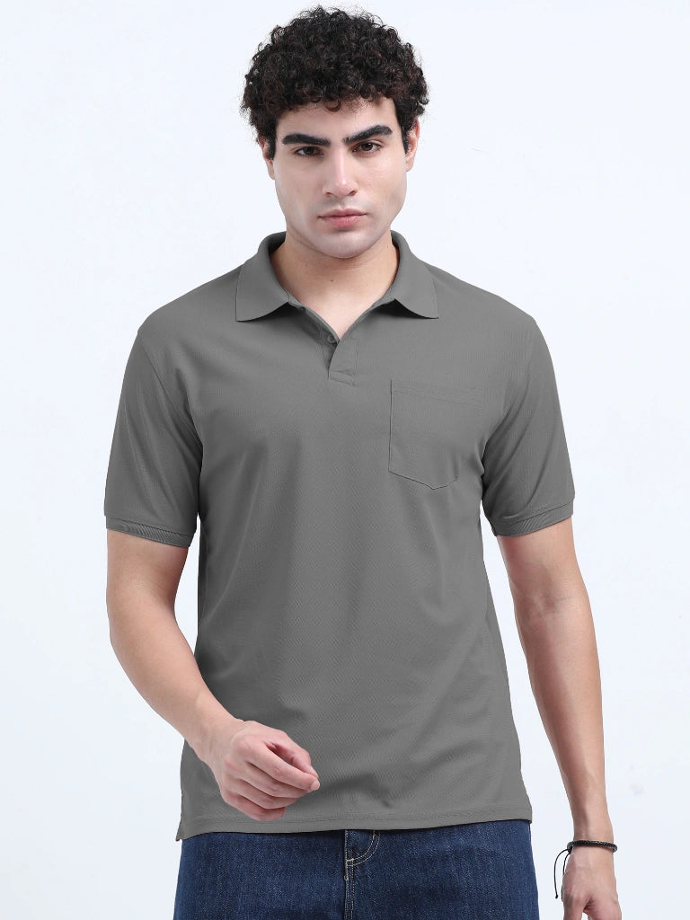 Men’s Poly Cotton Pocket T-Shirt - Steel Gray
