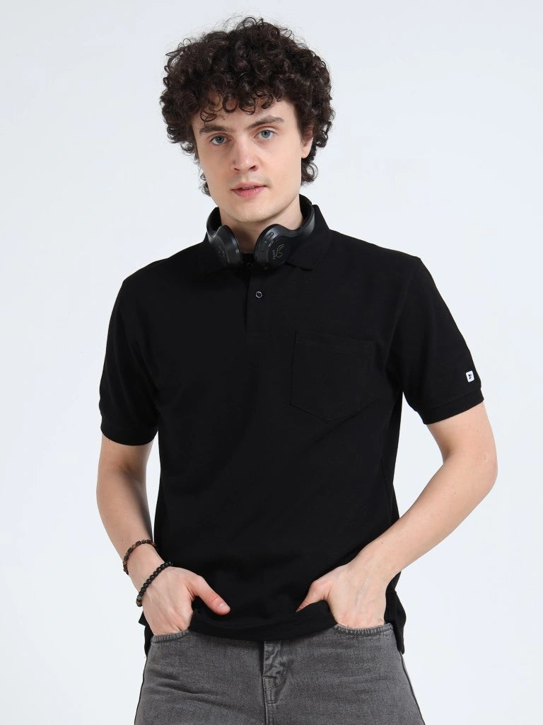 Men’s Poly Cotton Pocket T-Shirt - Black