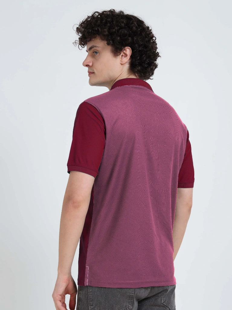 Men’s Polyester Polo – Cut & Sew Design - Dark Maroon