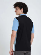 Men’s Polyester Polo – Cut & Sew Design - Sky Blue with Black