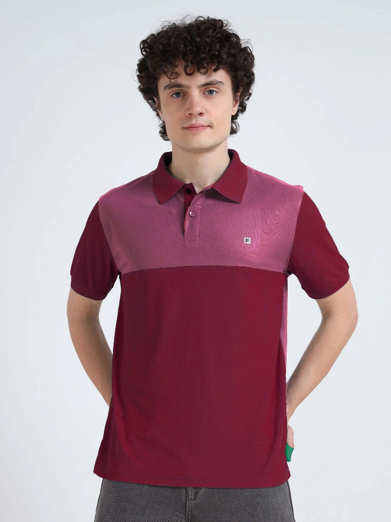 Men’s Polyester Polo – Cut & Sew Design - Dark Maroon