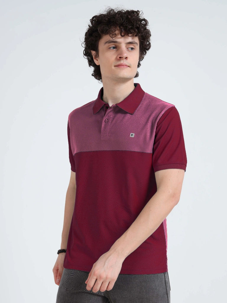 Men’s Polyester Polo – Cut & Sew Design - Dark Maroon