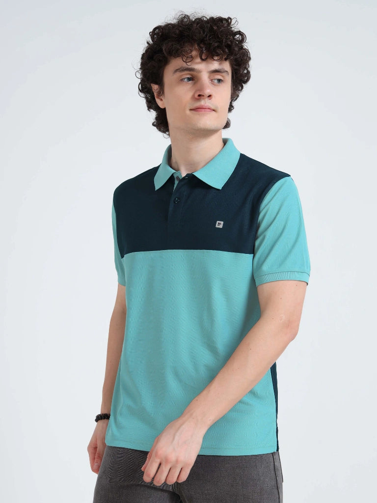 Men’s Polyester Polo – Cut & Sew Design - Sea Blue