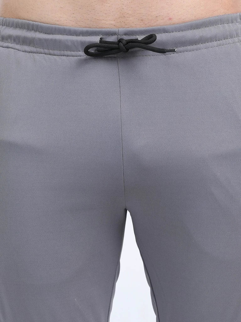 Close-up of IBX premium dry fit fabric on track pants – textured and breathable for active comfort - Gray