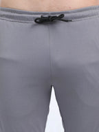 Close-up of IBX premium dry fit fabric on track pants – textured and breathable for active comfort - Gray