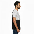 Men’s Color Block Cotton Round Neck T Shirt - Black