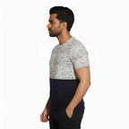Men’s Color Block Cotton Round Neck T Shirt - Dark Blue