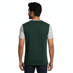 Men’s Color Block Cotton Round Neck T Shirt - Green