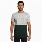 Men’s Color Block Cotton Round Neck T Shirt - Green