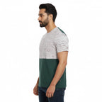 Men’s Color Block Cotton Round Neck T Shirt - Green