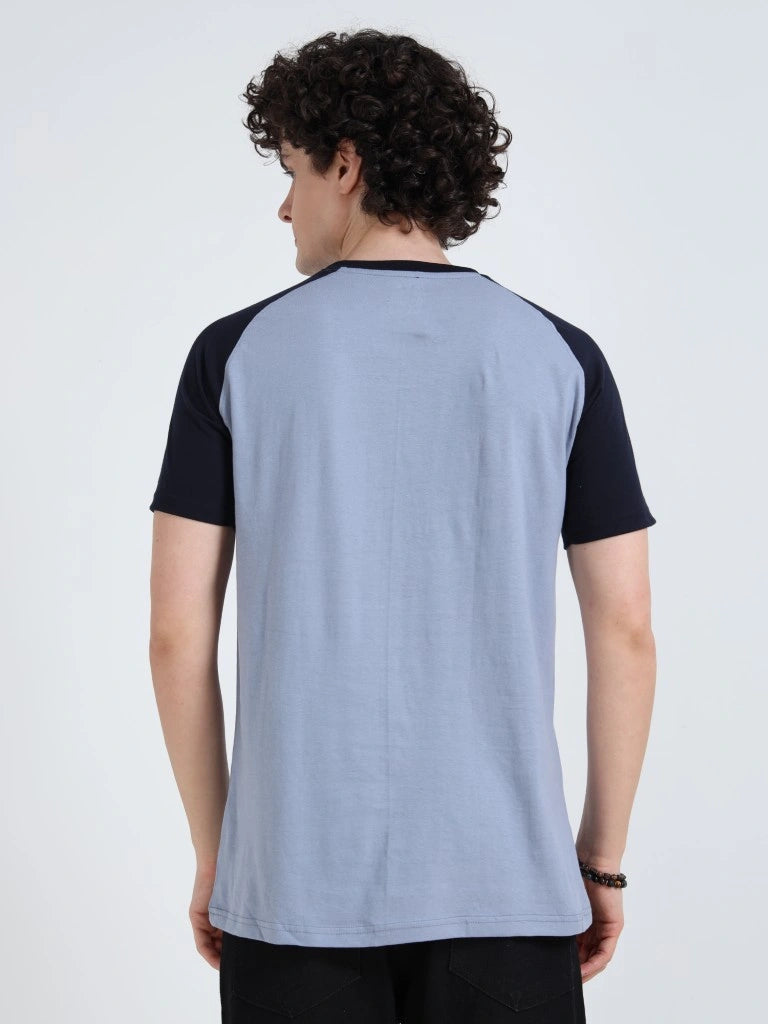 Men’s Typography T-Shirt with Styled Sleeves - Black