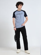 Men’s Typography T-Shirt with Styled Sleeves - Black