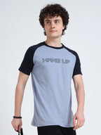 Men’s Typography T-Shirt with Styled Sleeves - Black