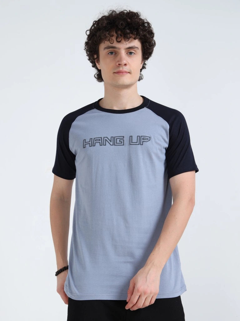 Men’s Typography T-Shirt with Styled Sleeves - Black