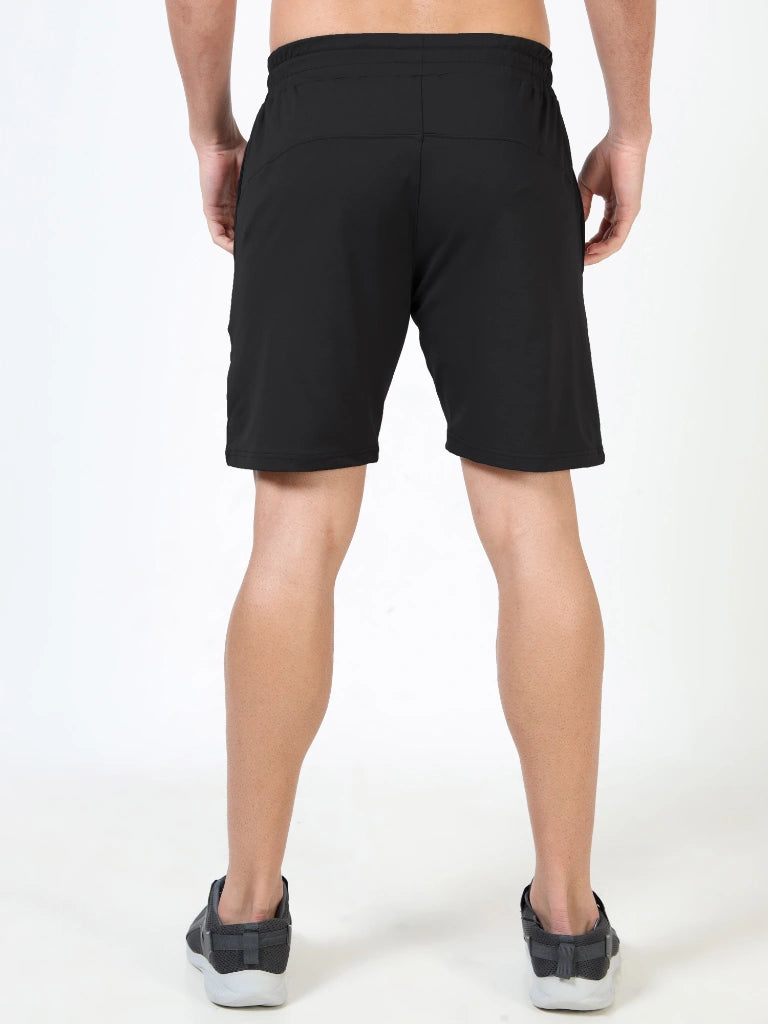 men’s cotton looper shorts everyday comfort laid-back style close-up right side detail view shop online india - Black