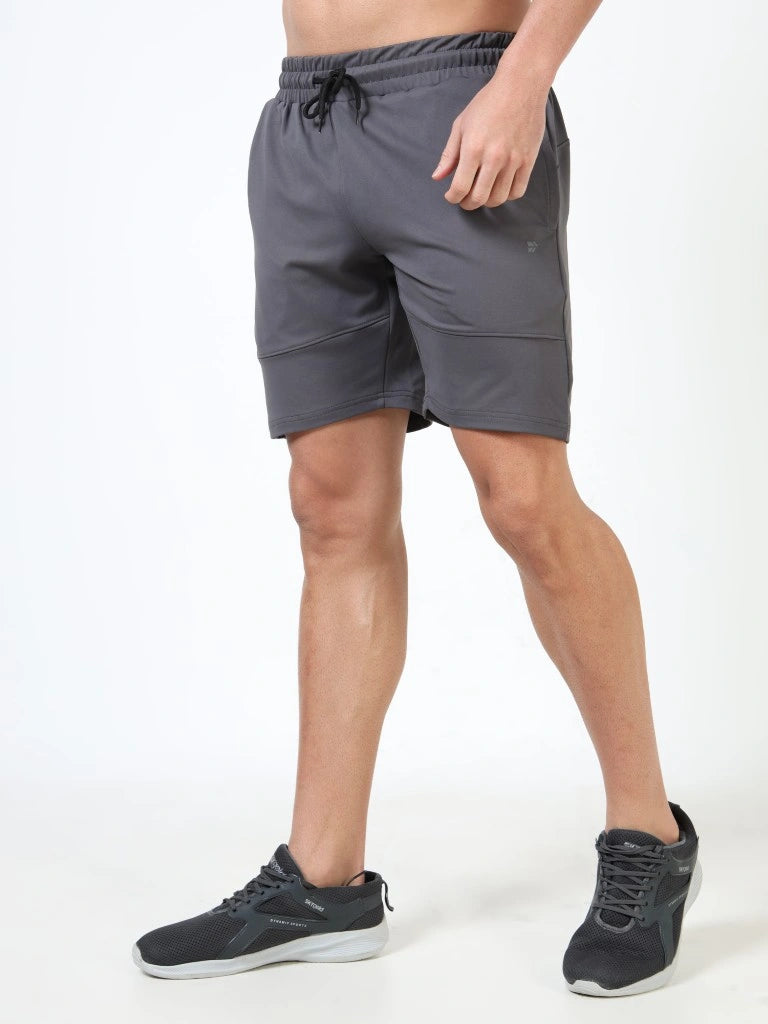 men’s cotton looper shorts everyday comfort laid-back style front left view buy online india - Gray