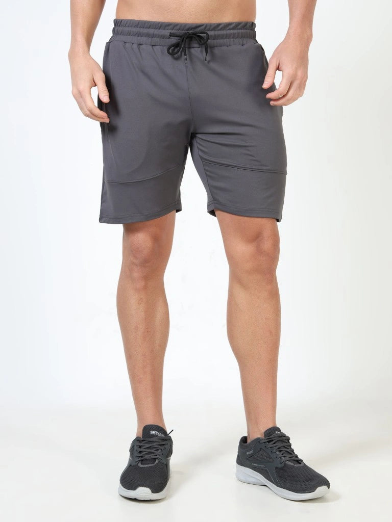 men’s cotton looper shorts everyday comfort laid-back style close-up right side detail view shop online india - Gray