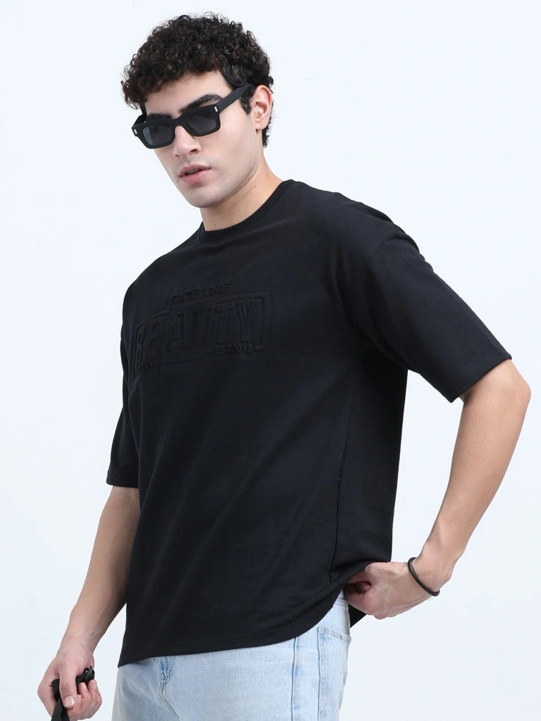 men's cotton round neck t-shirt black color straight view buy online - Maroon