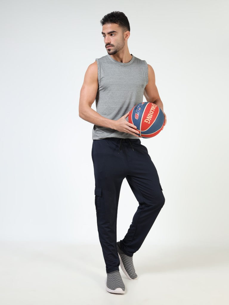 mens looper cargo pants gray color front view buy online - Navy Melange