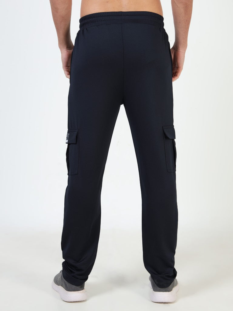 mens looper cargo pants navy melange color back view shop online - Navy Melange
