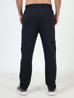 mens looper cargo pants navy melange color back view shop online - Navy Melange