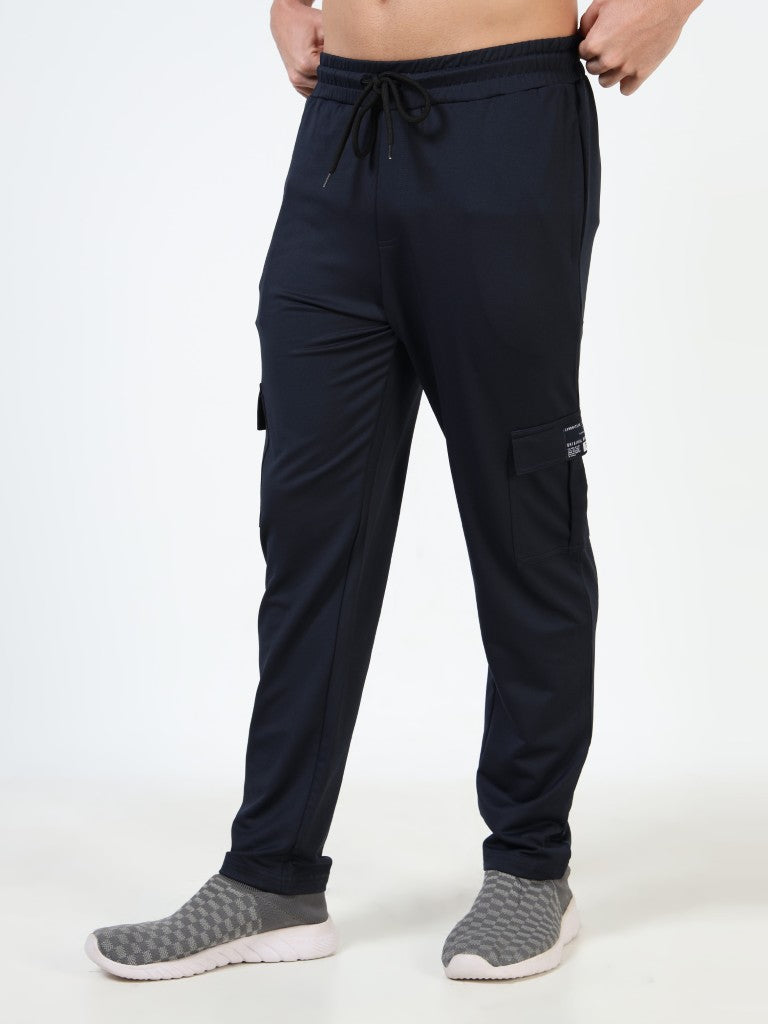 mens looper cargo pants navy melange color right side view buy online - Navy Melange