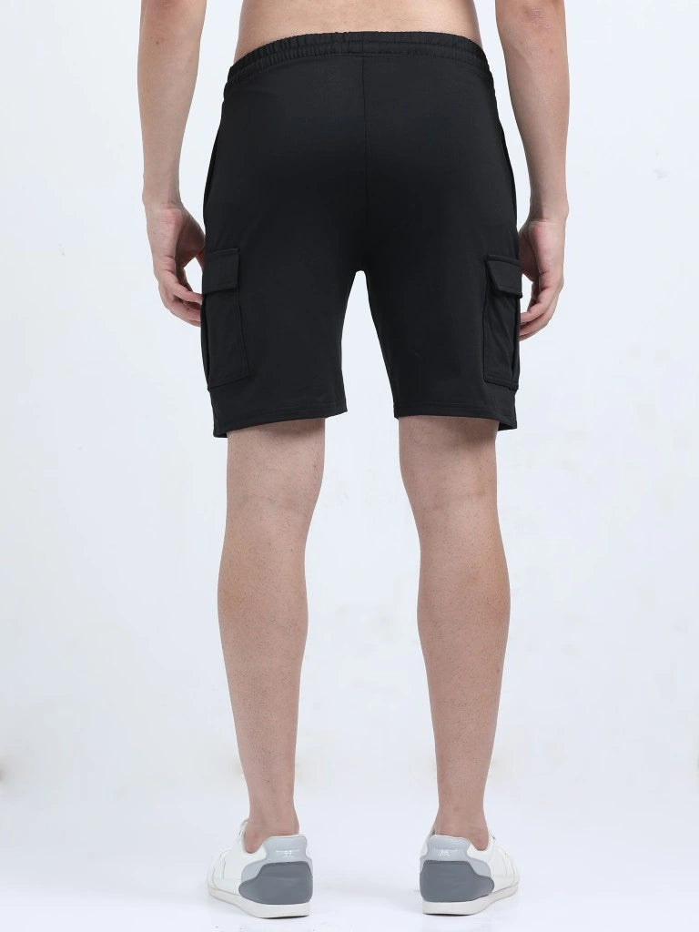 men's cargo shorts black full back view buy online - Black