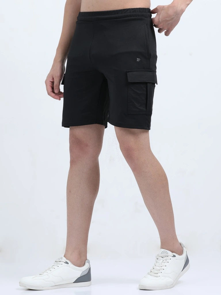 men's cargo shorts black right view buy online - Black