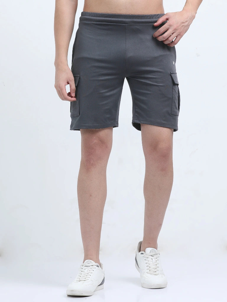 men's cargo shorts gray front view buy online - Gray