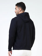 men’s loopknit bio-polish hoodie smooth finish premium feel navy colour close-up detail view shop online india  - Navy