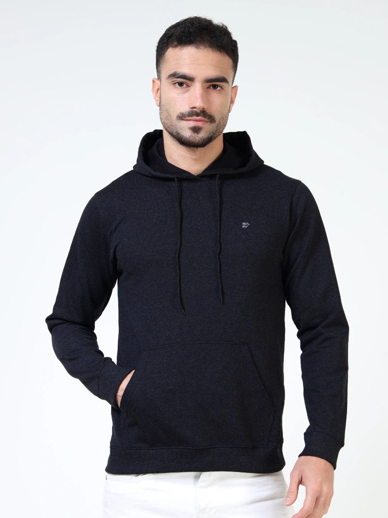 men’s loopknit bio-polish hoodie smooth finish premium feel navy colour full body view buy online india
 - Navy