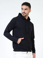 men’s loopknit bio-polish hoodie smooth finish premium feel navy colour side left view buy online india - Navy
