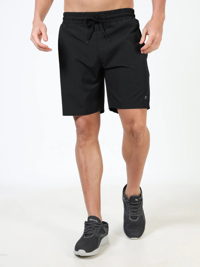 men’s cotton looper shorts everyday comfort laid-back style front right view buy online india - Black