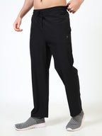 men's nylon track pants black left side view performance fit buy online - Black
