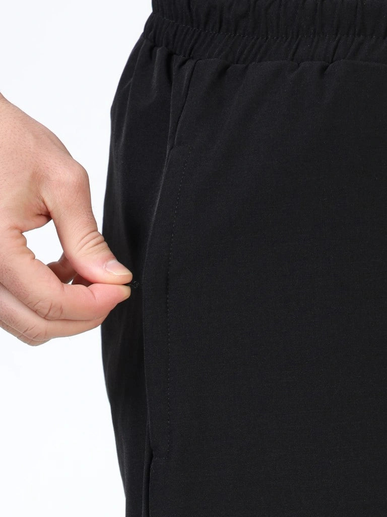 men's nylon track pants black zipper detail close-up buy online - Black