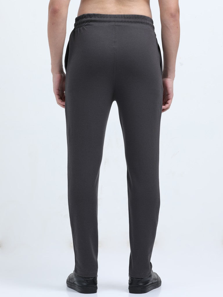 men’s plated track pants dual-tone texture with everyday comfort back view shop online india - Gray
