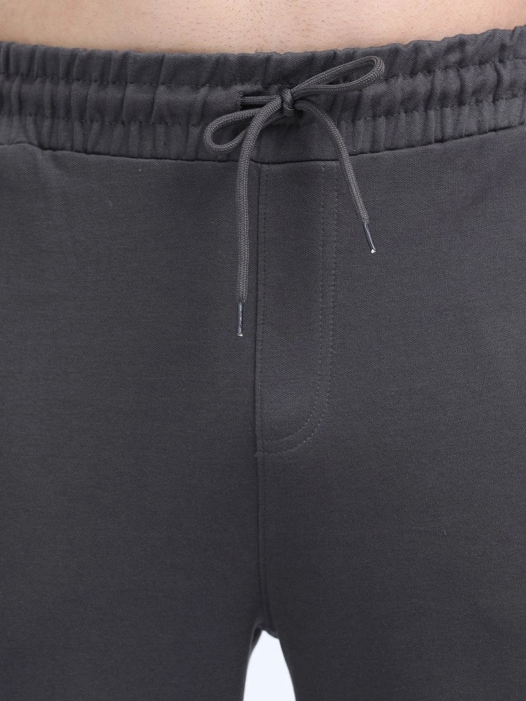 men’s plated track pants dual-tone texture with everyday comfort close-up pocket detail buy online india - Gray
