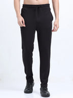 men’s plated track pants dual-tone texture with everyday comfort back view shop online india - Black