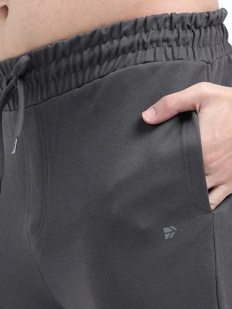 men’s plated track pants dual-tone texture with everyday comfort side left view buy online india - Gray