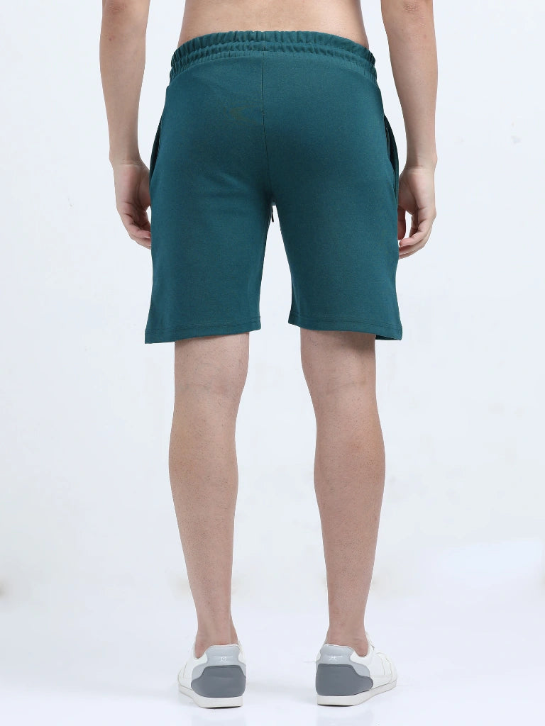 men's platted casual shorts forest green back view relaxed fit shop online - Forest Green