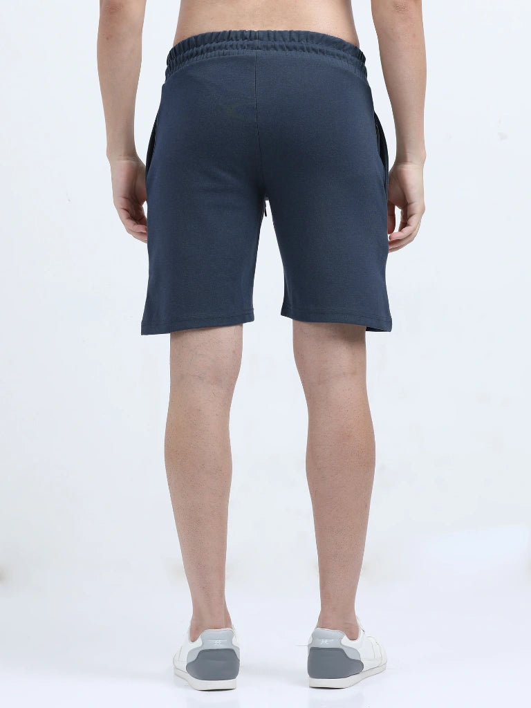 men's platted casual shorts navy back view relaxed fit shop online - Navy