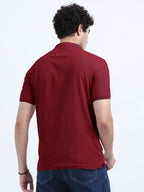 men's polyester polo t-shirt with pocket brown color back view shop online india - Brown