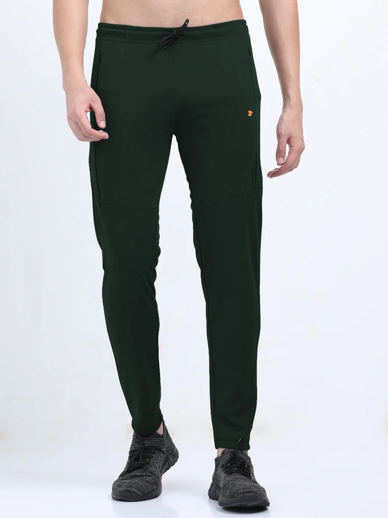 men’s premium dry fit track pants breathable performance elevated comfort front view buy online india - Dark Green