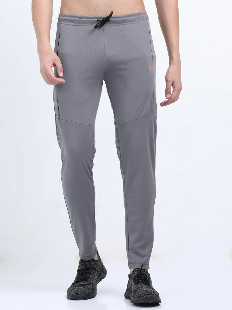 men’s premium dry fit track pants breathable performance elevated comfort full left side view buy online india - Gray