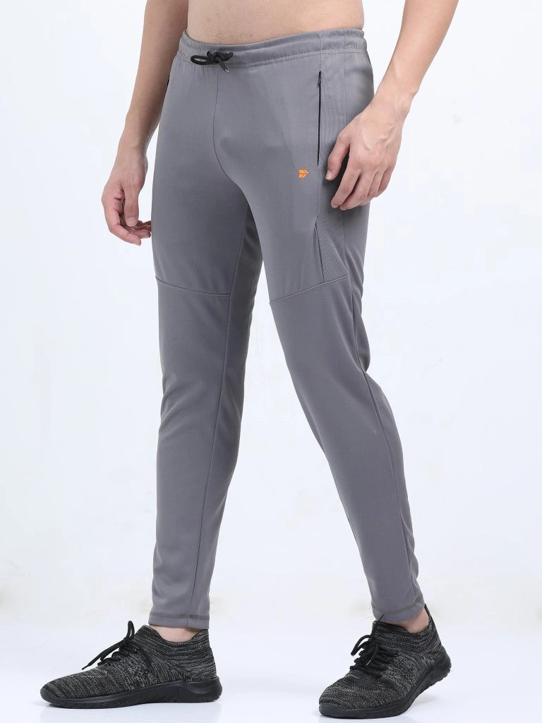 men’s premium dry fit track pants breathable performance elevated comfort full look body view buy online india - Gray