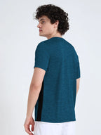 men's round neck t-shirt blue color back view shop online - Blue