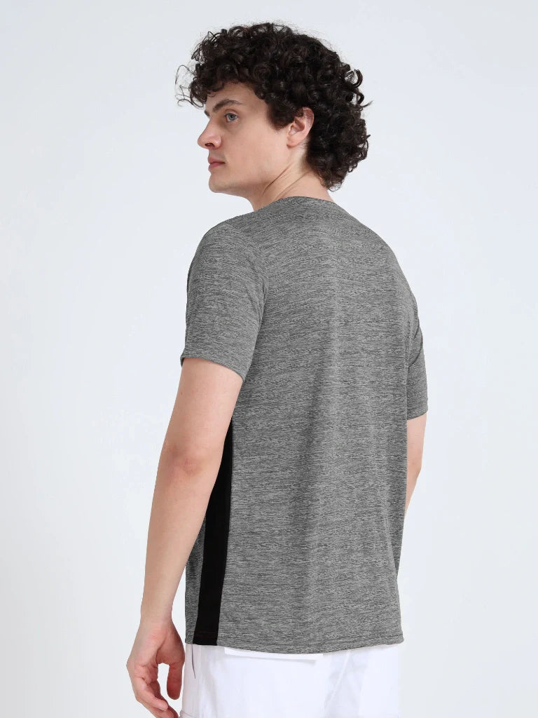 men's round neck t-shirt light gray color straight view buy online - Light Gray