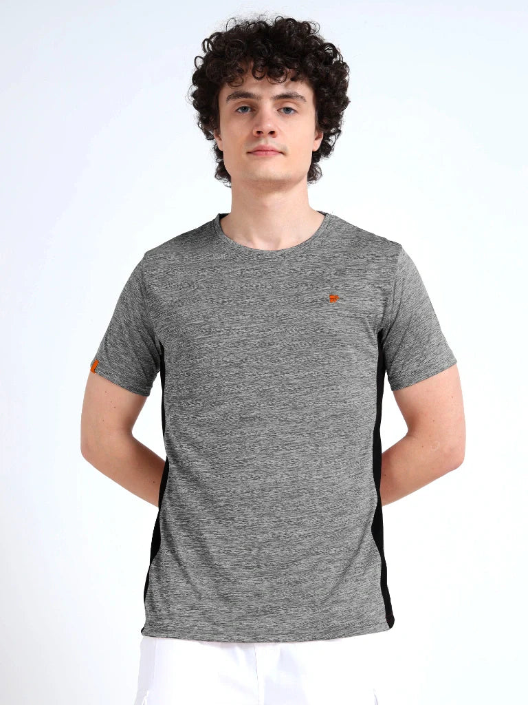 men's round neck t-shirt light gray color back view shop online - Light Gray